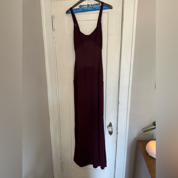HELSA Sheer Knit Curve Maxi Dress in Merlot - Picture 4 of 6